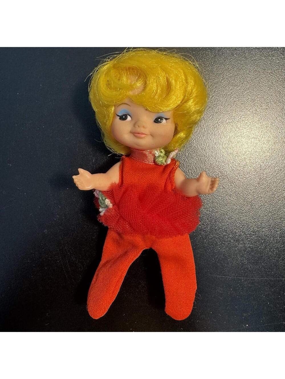 VINTAGE REMCO FINGER DING BETTY BALLERINA DOLL 1969 PUPPET RED TUTU FIGURE